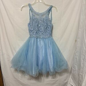 Elegant Light Blue Lace Dress